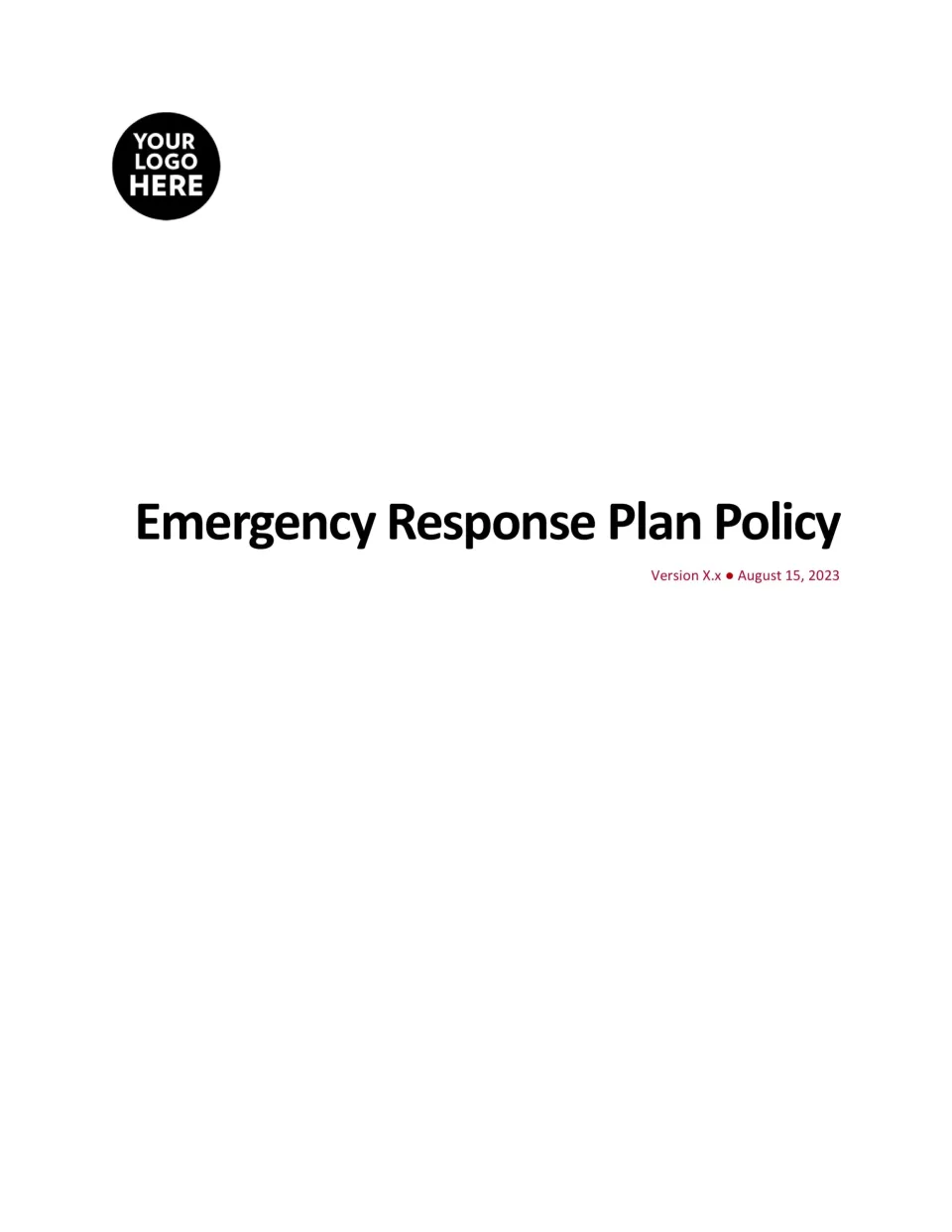 0. Emergency Response Plan Policy Template