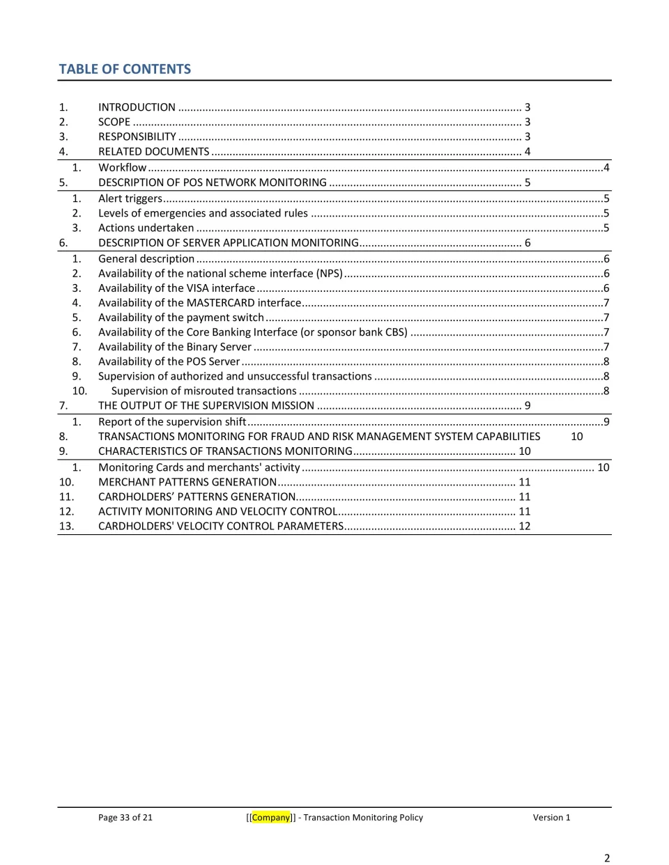Transaction Monitoring Policy