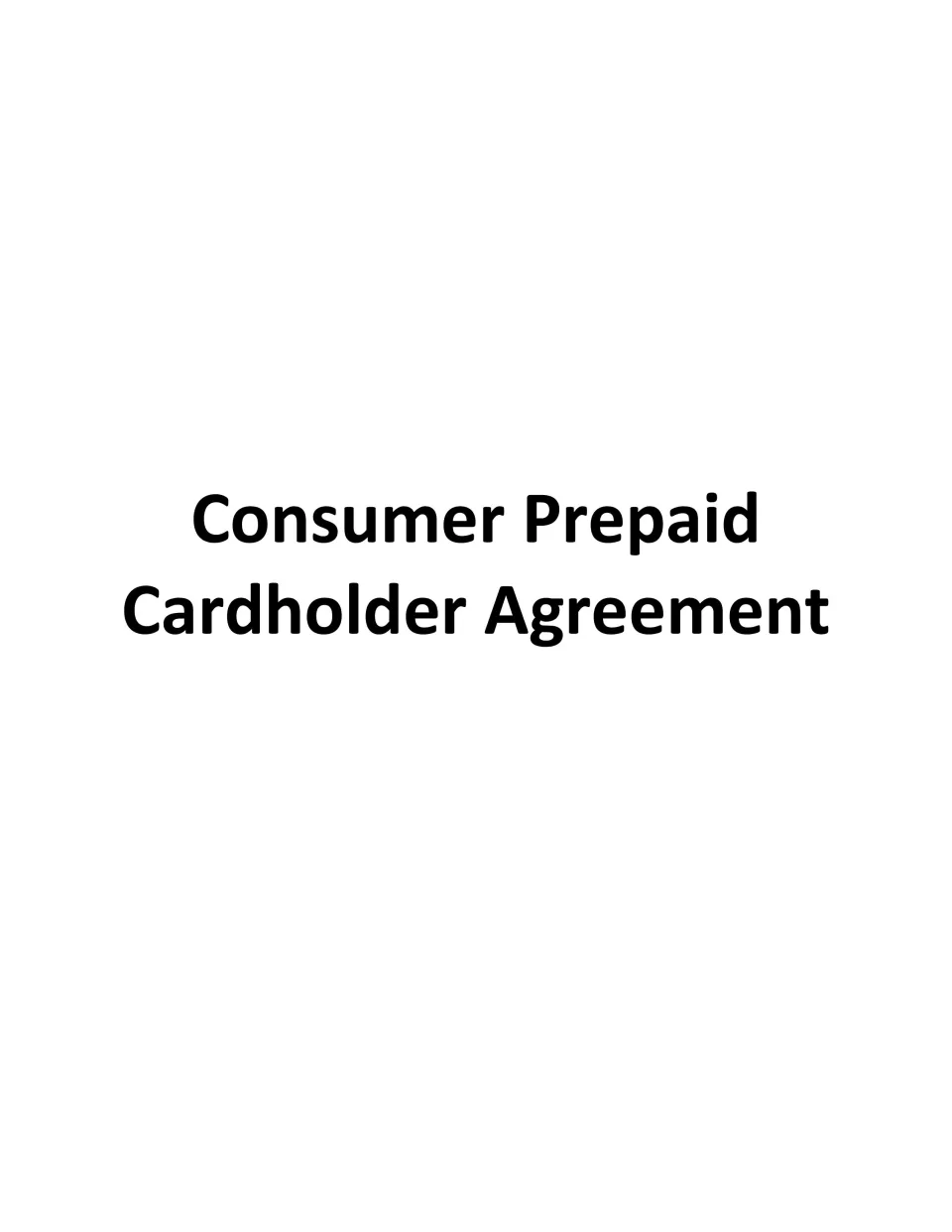 Consumer Prepaid Cardholder Agreement Template - Banking And Fintech ...