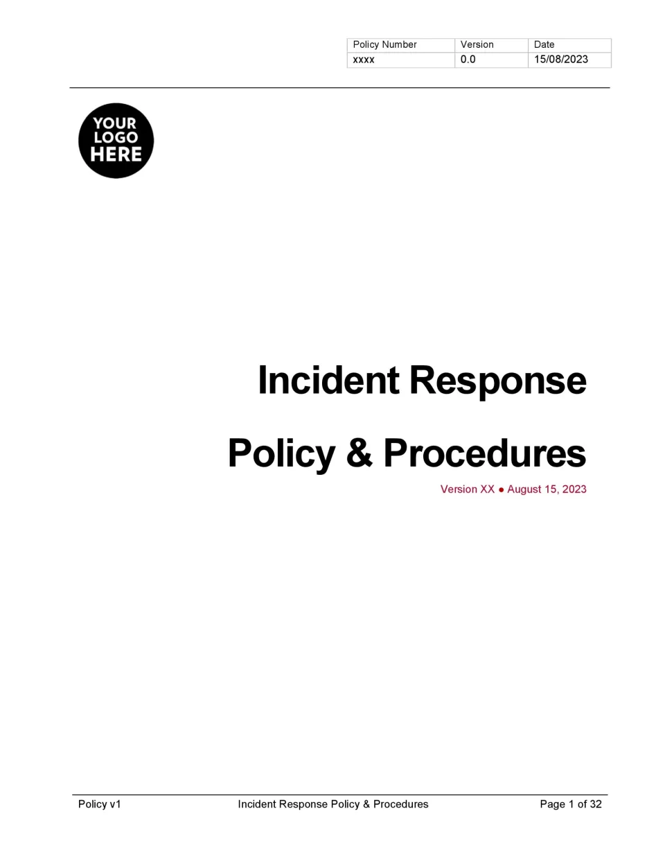 Incident Response Policy Template