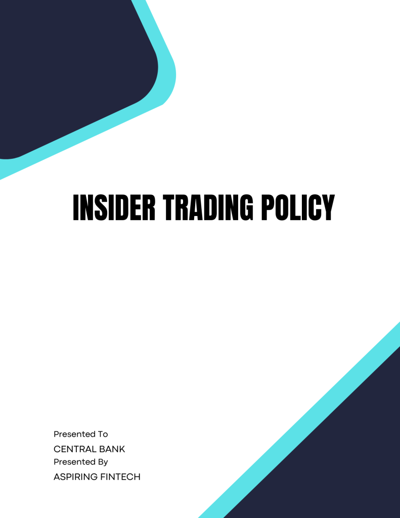 Insider Trading Policy Template Banking and Fintech Policies Templates