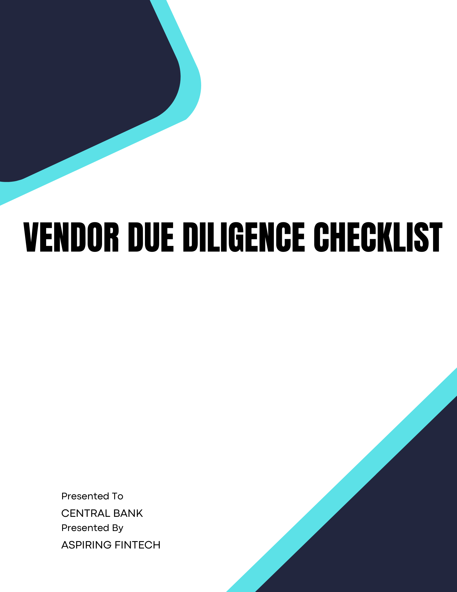 Vendor Due Diligence Checklist Banking And Fintech Policies Templates