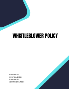 Whistleblower Policy Template - Banking and Fintech Policies Templates