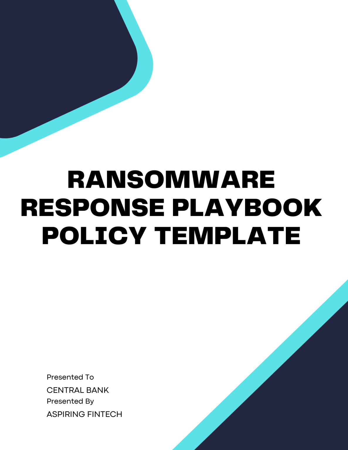 Ransomware Response Playbook Policy Template Banking and Fintech