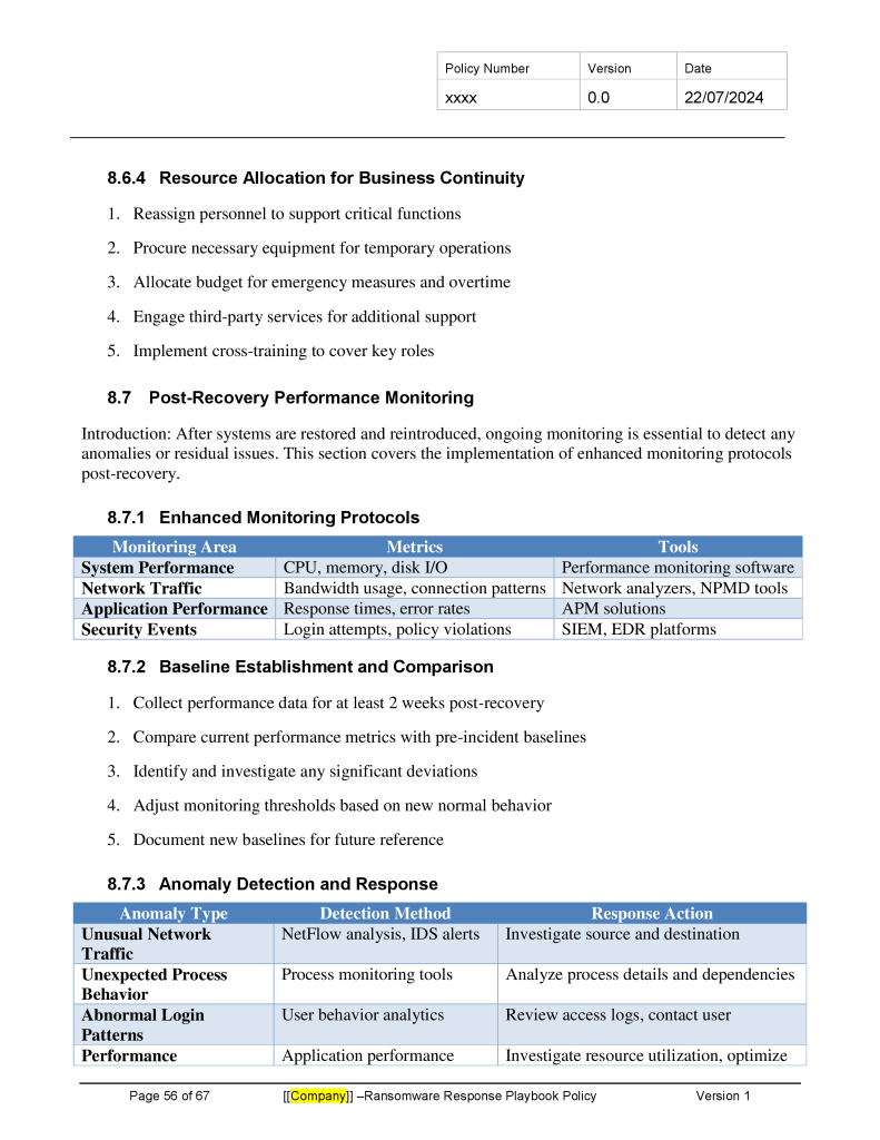 Ransomware Response Playbook Policy Template - Banking and Fintech ...