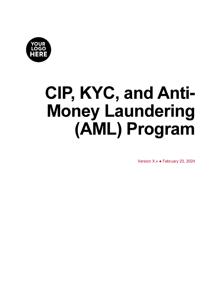 Cip Process Kyc CIP, KYC, and Anti-Money Laundering (AML) Program Policy Template ...