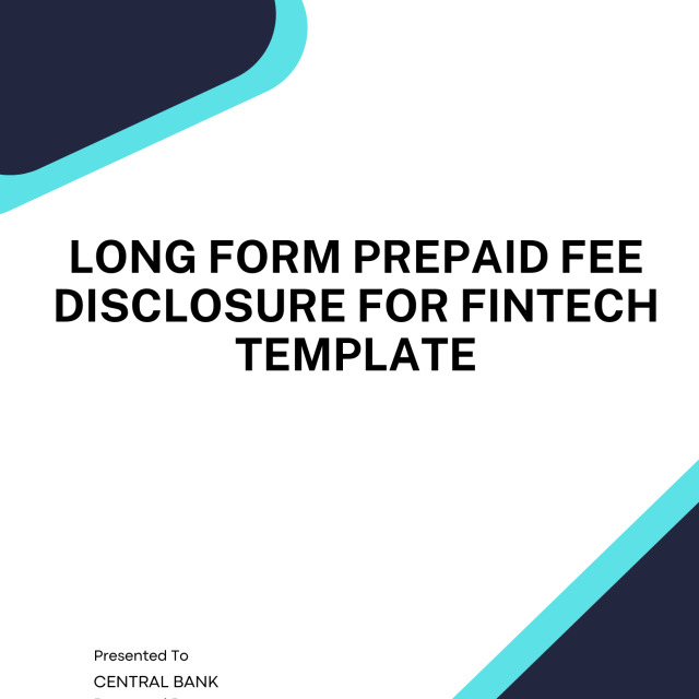 Long Form Prepaid Fee Disclosure for Fintech Template