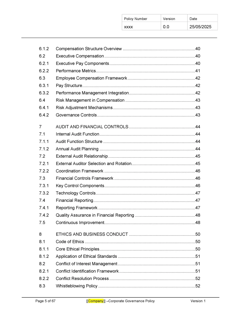 Fintech Corporate Governance Policy Template - Banking and Fintech ...