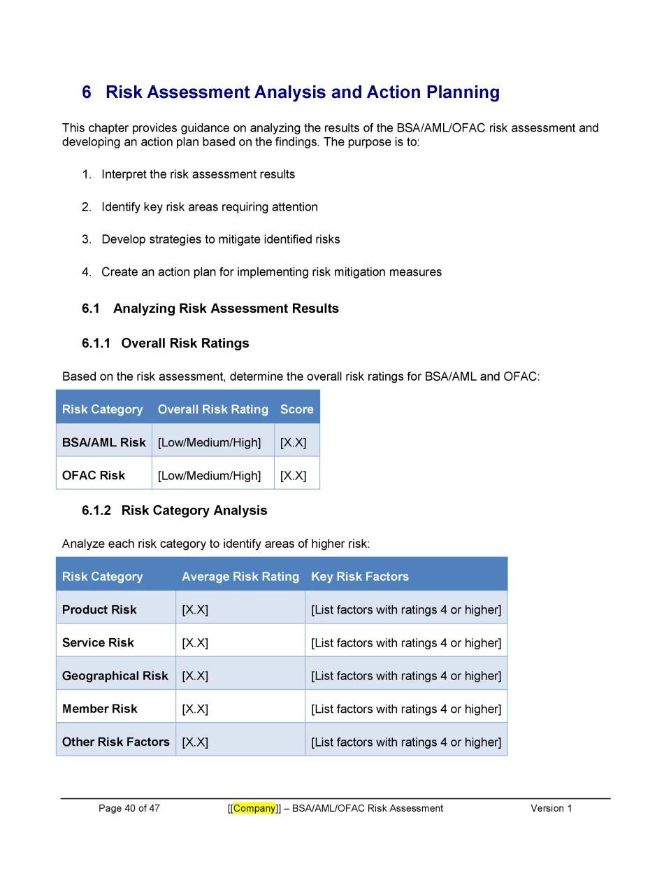 BSA Risk Assessment - Banking and Fintech Policies Templates