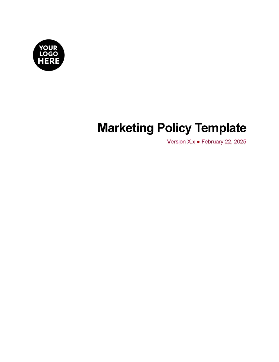 Marketing Policy Template - Banking and Fintech Policies Templates