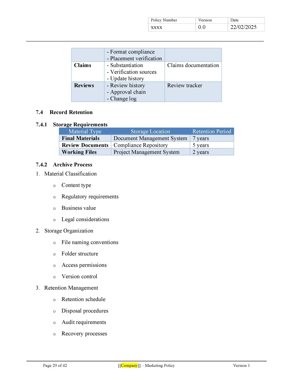 Marketing Policy Template - Banking and Fintech Policies Templates
