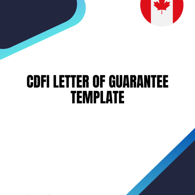 CDFI Letter of Guarantee Template